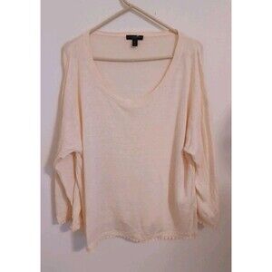 J. Crew Linen Pullover Sweater XL Cream Ivory Longsleeve Casual Lightweight